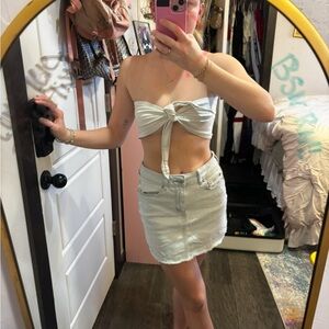 Express Cream Bow Tie Crop Top size medium